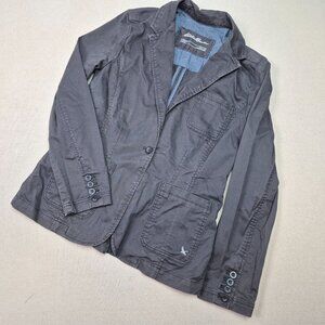 Eddie Bauer Women's Canvas Chore Coat Grey Stretch Blazer Workwear Jacket Sz 10